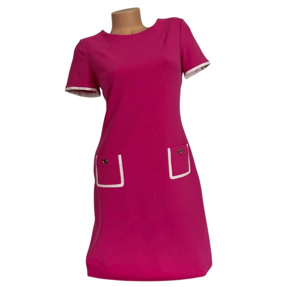 Tommy Hilfiger Womens Size 4 Pink Short Sleeve Faux Pocket‎ Knee Length Dress - Picture 1 of 8